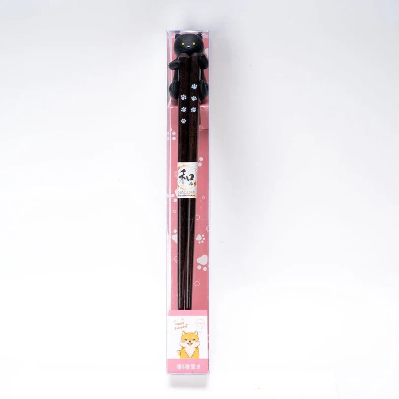 Black Cat Chopsticks and Rest Set